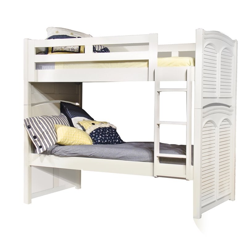 Cottage Traditions Solid Wood Twin Bunk Bed in Eggshell White