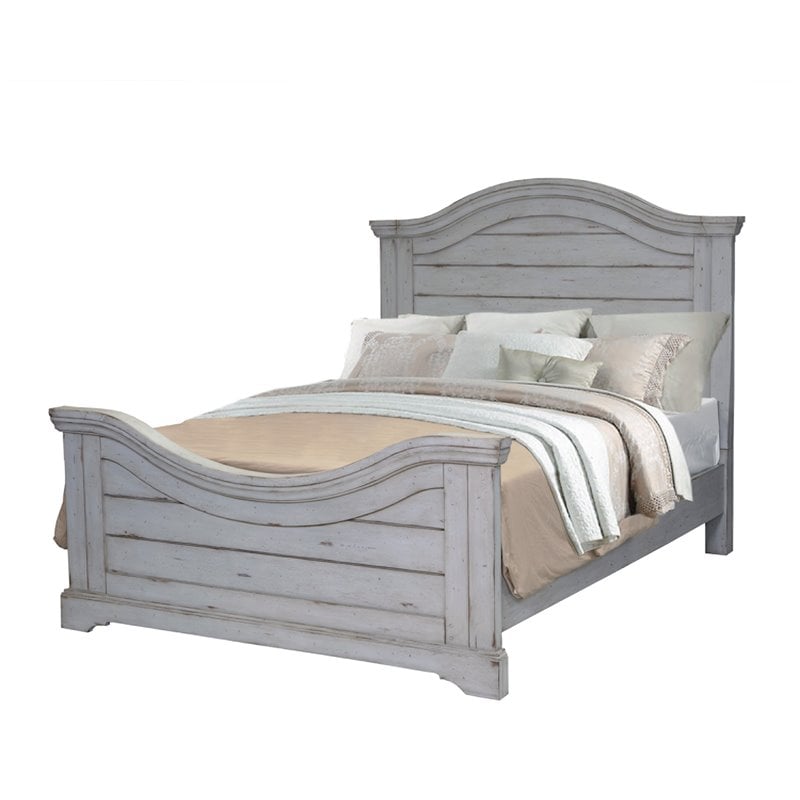 American Woodcrafters Stonebrook Antique Gray Wood Queen Panel Bed