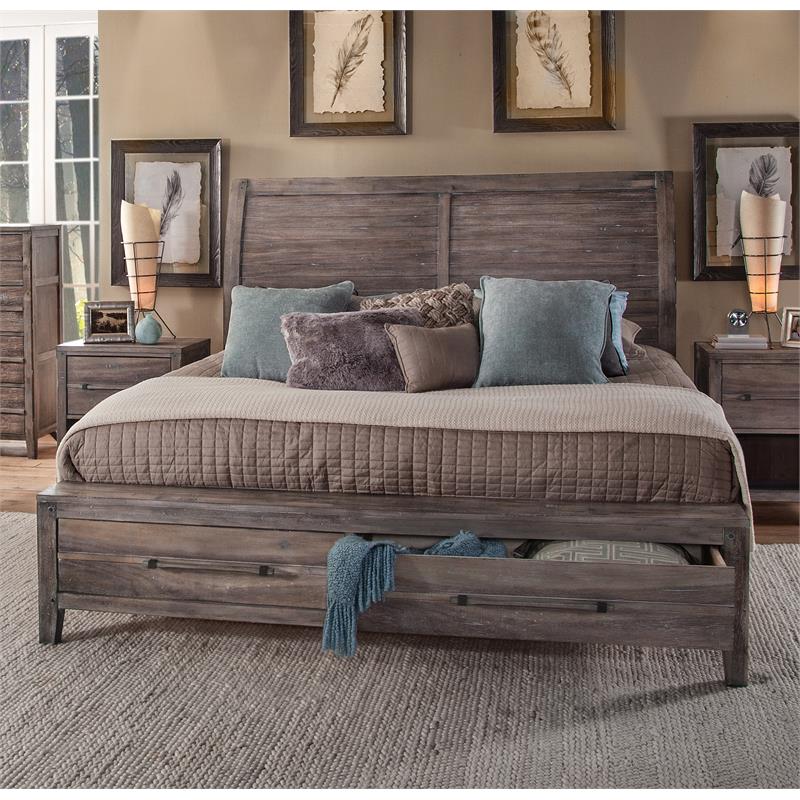 Aurora Weathered Gray Queen Sleigh Storage Bed Cymax Business