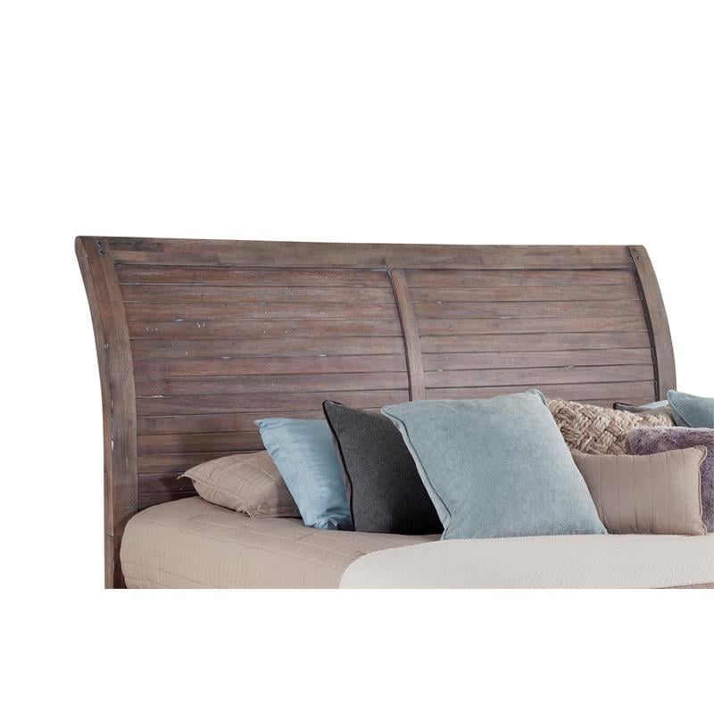 American Woodcrafters Aurora Weathered Gray Wood Queen Sleigh Headboard
