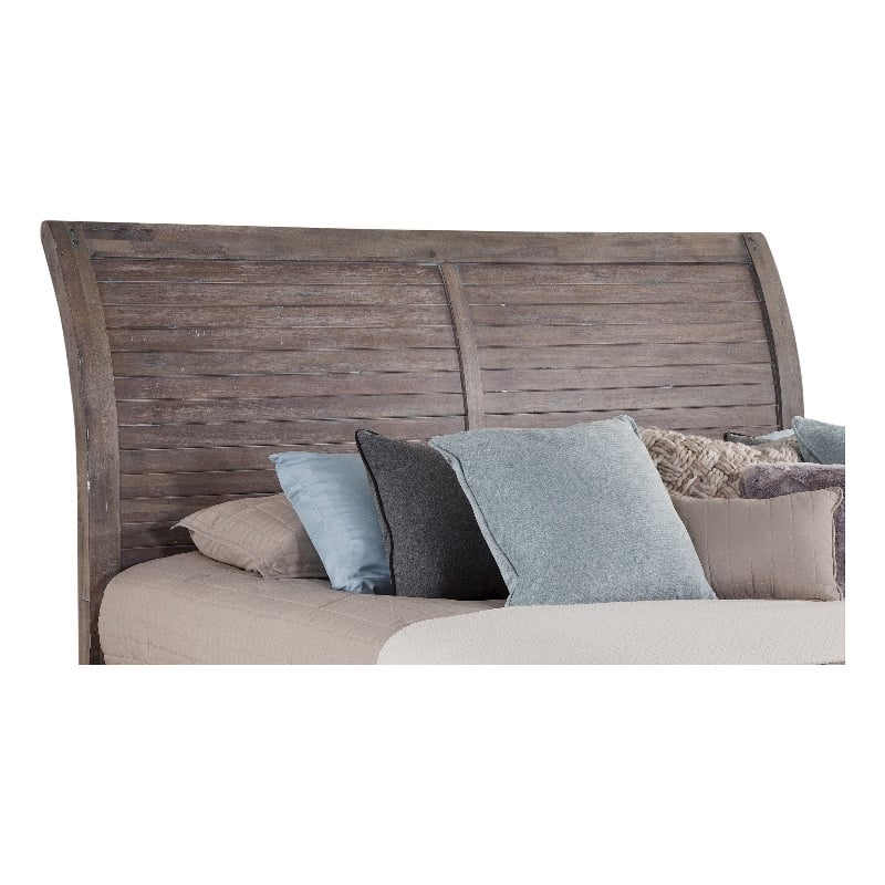 American Woodcrafters Aurora Weathered Gray Wood King Sleigh Headboard