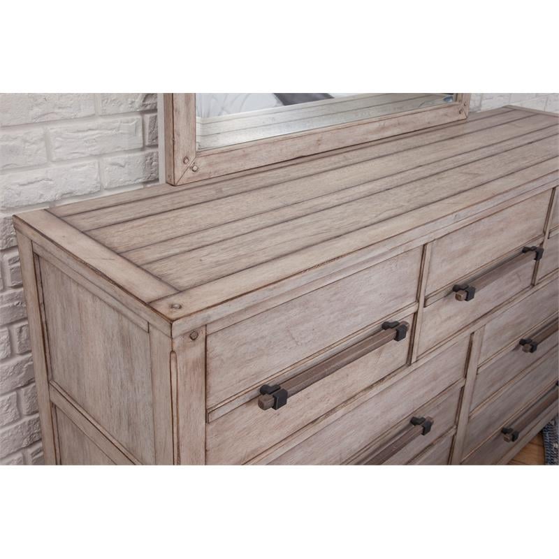 American Woodcrafters Aurora 7-Drawer White-washed Wood Dresser