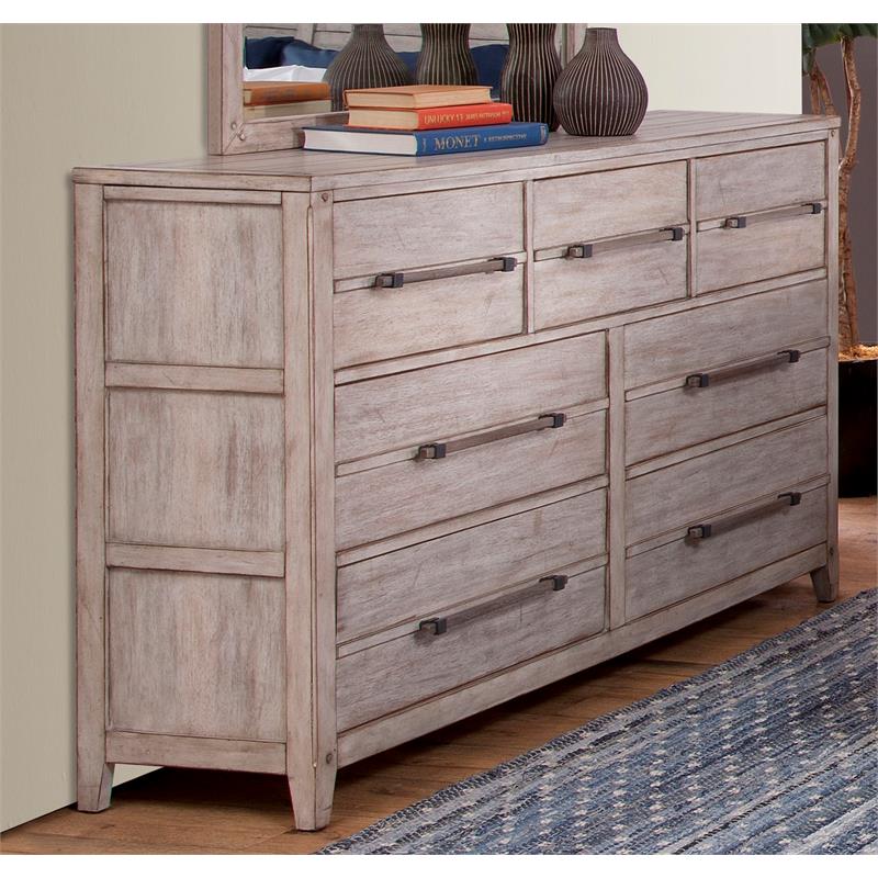 American Woodcrafters Aurora 7-Drawer White-washed Wood Dresser
