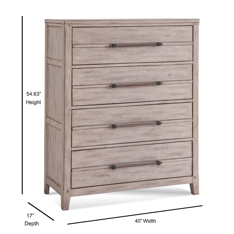American Woodcrafters Aurora 4-Drawer White-washed Wood Chest