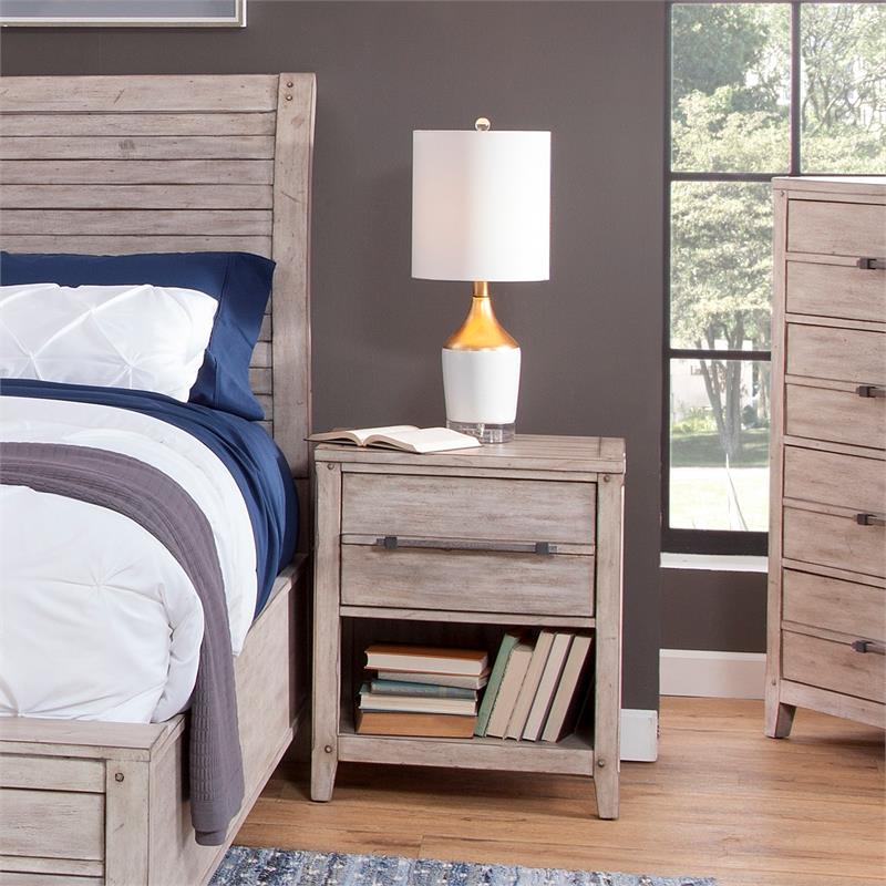 American Woodcrafters Aurora White-washed Wood 1-drawer Nightstand