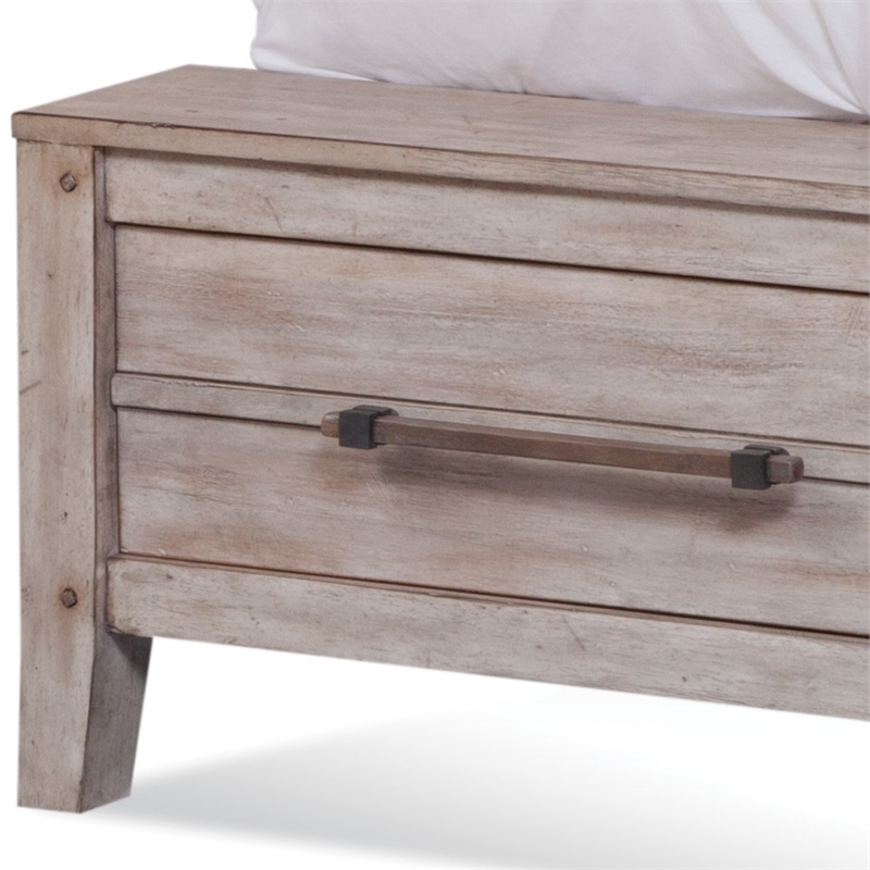 american woodcrafters aurora white-washed wood king sleigh storage bed