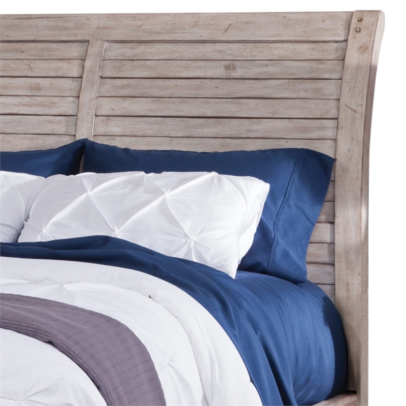 american woodcrafters aurora white-washed wood king sleigh storage bed
