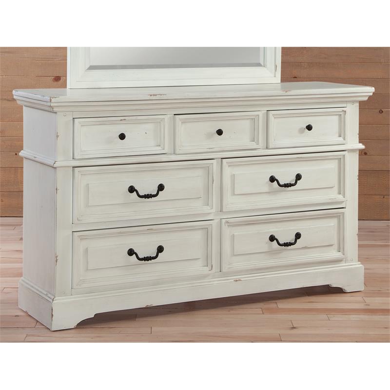 American Woodcrafters Stonebrook 7-Drawer Antique White Wood Dresser