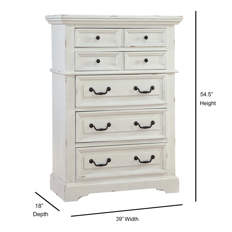 American Woodcrafters Stonebrook 5-Drawer Antique White Wood Chest