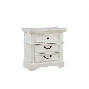 stonebrook 3-drawer antiqued white nightstand