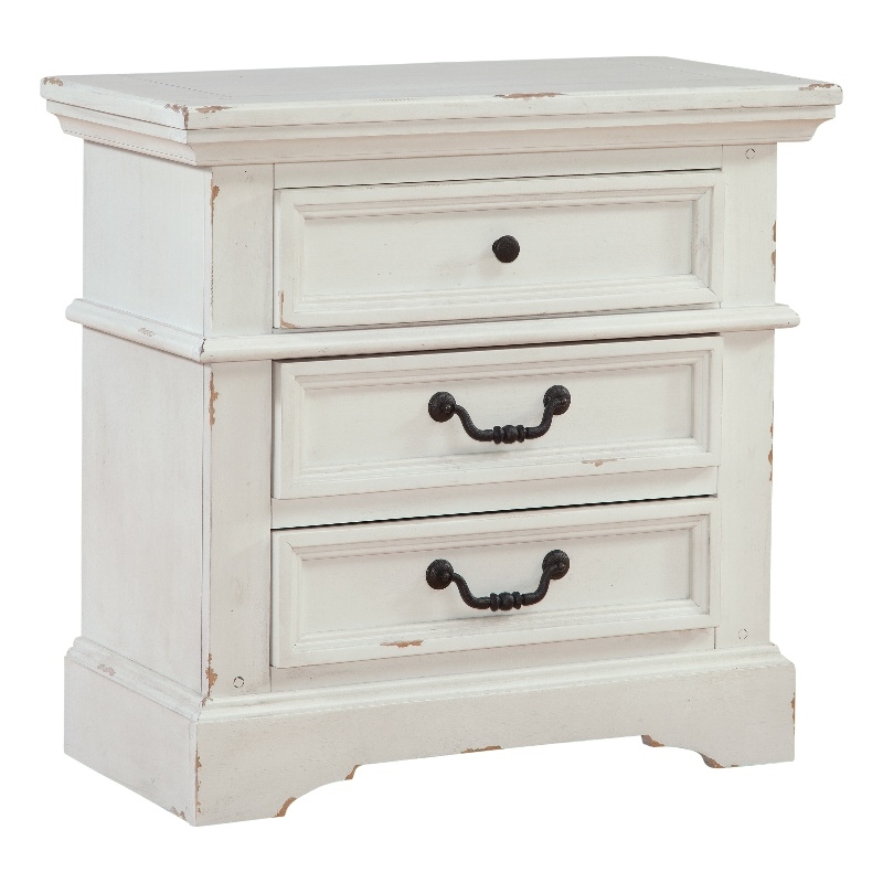 American Woodcrafters Stonebrook 3-Drawer Antique White Wood Nightstand