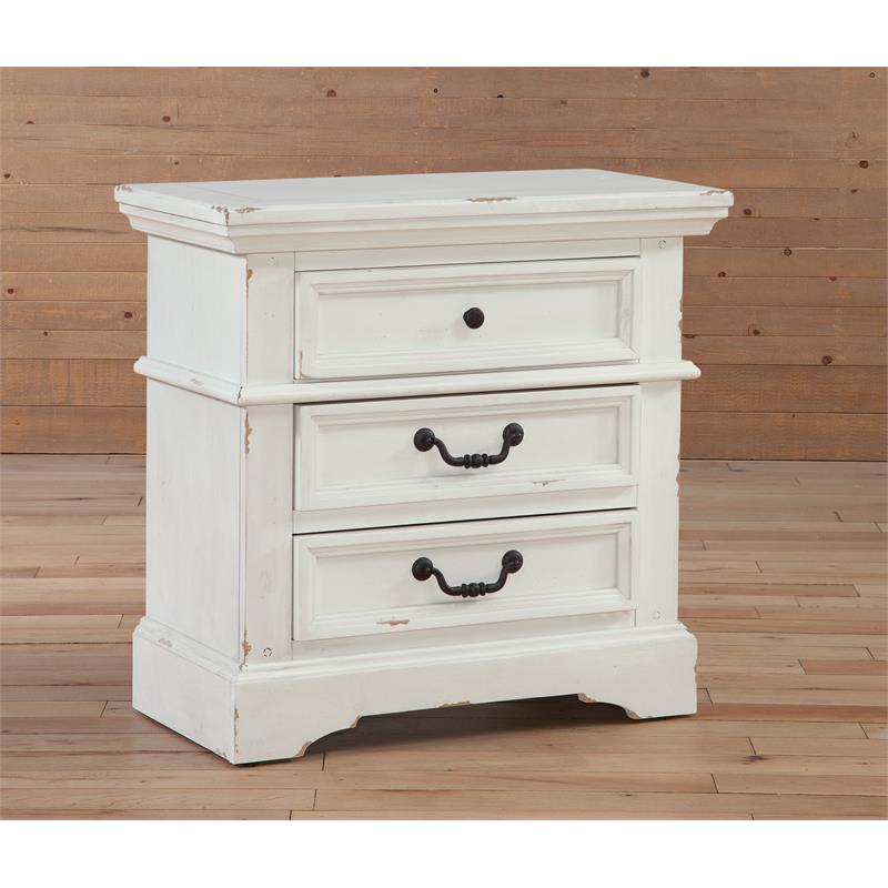American Woodcrafters Stonebrook 3-Drawer Antique White Wood Nightstand