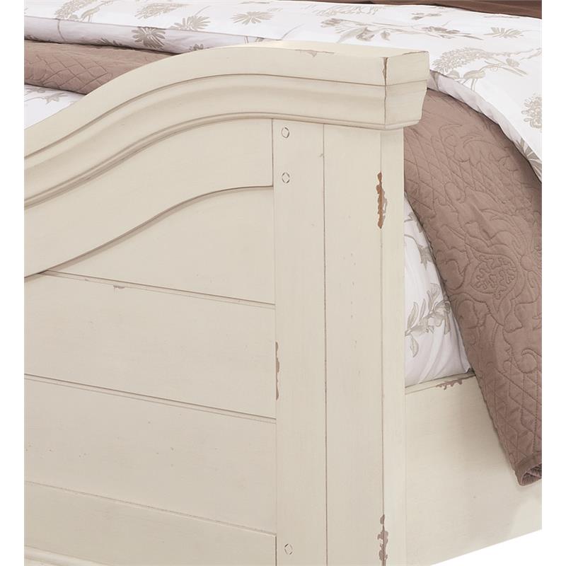 American Woodcrafters Stonebrook Antique White Wood Queen Panel Bed