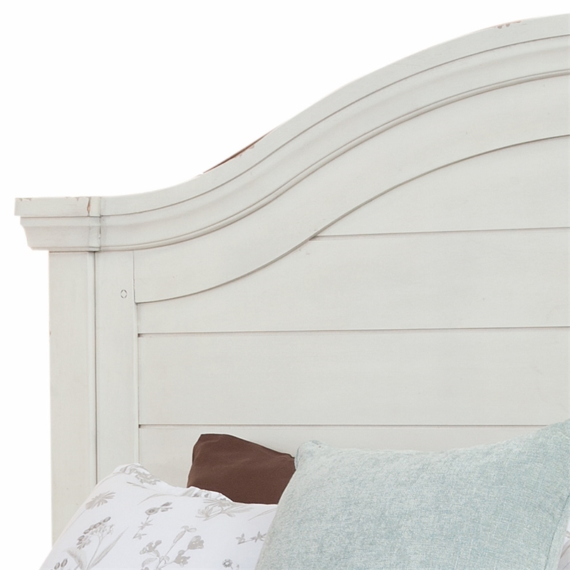American Woodcrafters Stonebrook Antique White Wood Queen Panel Bed