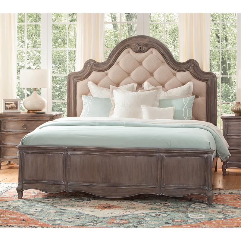 Genoa Antique Gray Finish on Wood Tufted King Bed Cymax Business