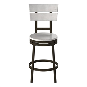 colson distressed white metal swivel counter stool
