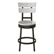 American Woodcrafters Colson Distressed White Metal Swivel Counter Barstool