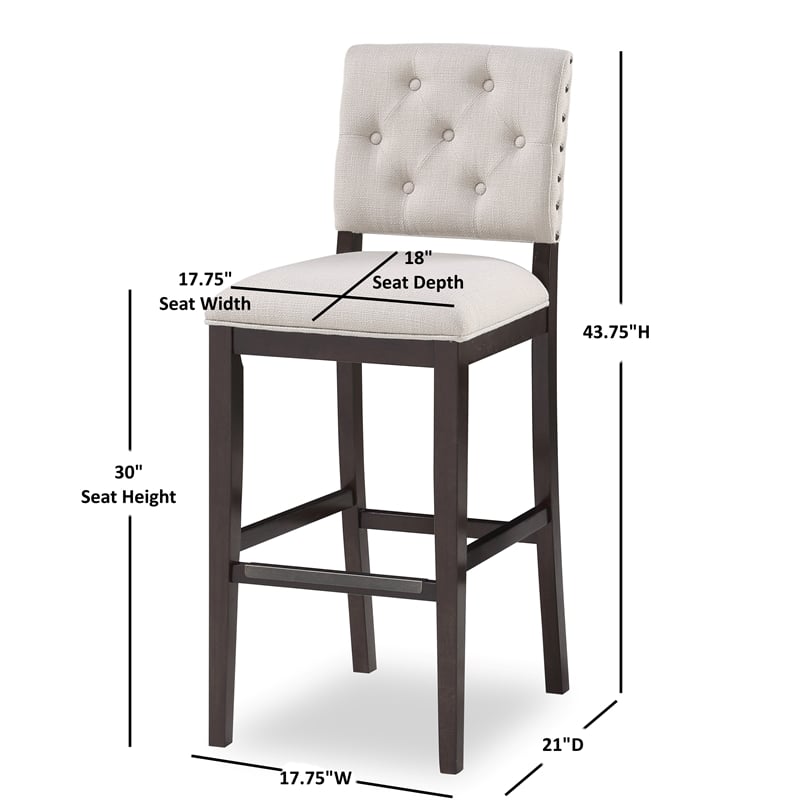 American Woodcrafters Lynwood Walnut Solid Wood Stationary 30-inch Barstool