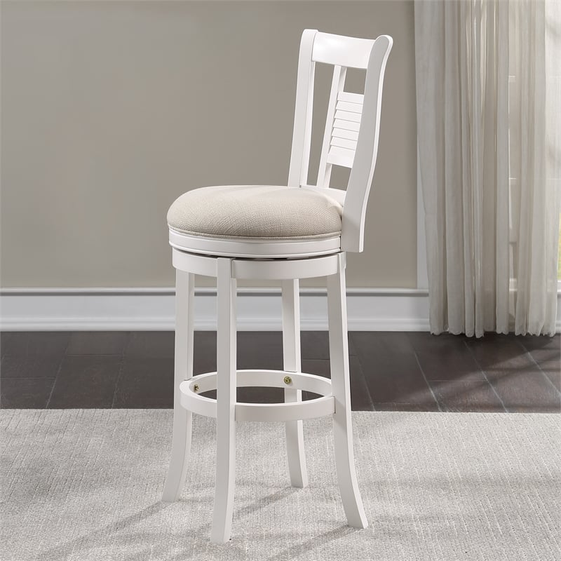 American Woodcrafters Grove White Solid Wood Swivel 30-inch Bar Stool