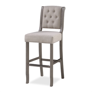 kamelin gray solid wood stationary bar stool