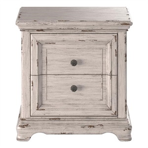 providence antique white wood two drawer nightstand