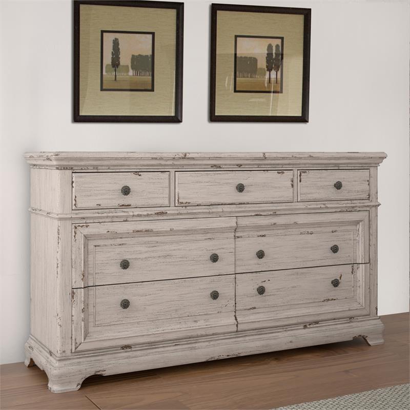 Providence Antique White Wood Seven Drawer Dresser Cymax Business