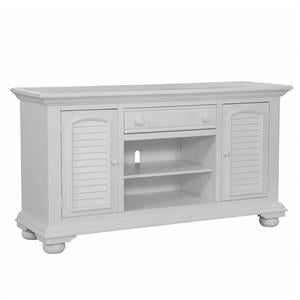 cottage traditions eggshell white 60-inch wood tv console
