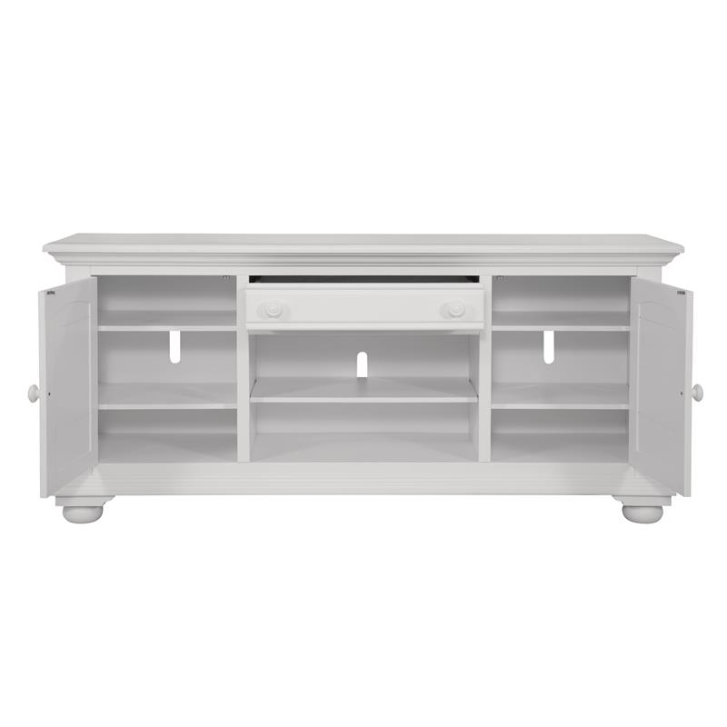 American Woodcrafters Cottage Traditions Eggshell White 72-inch Wood TV Console