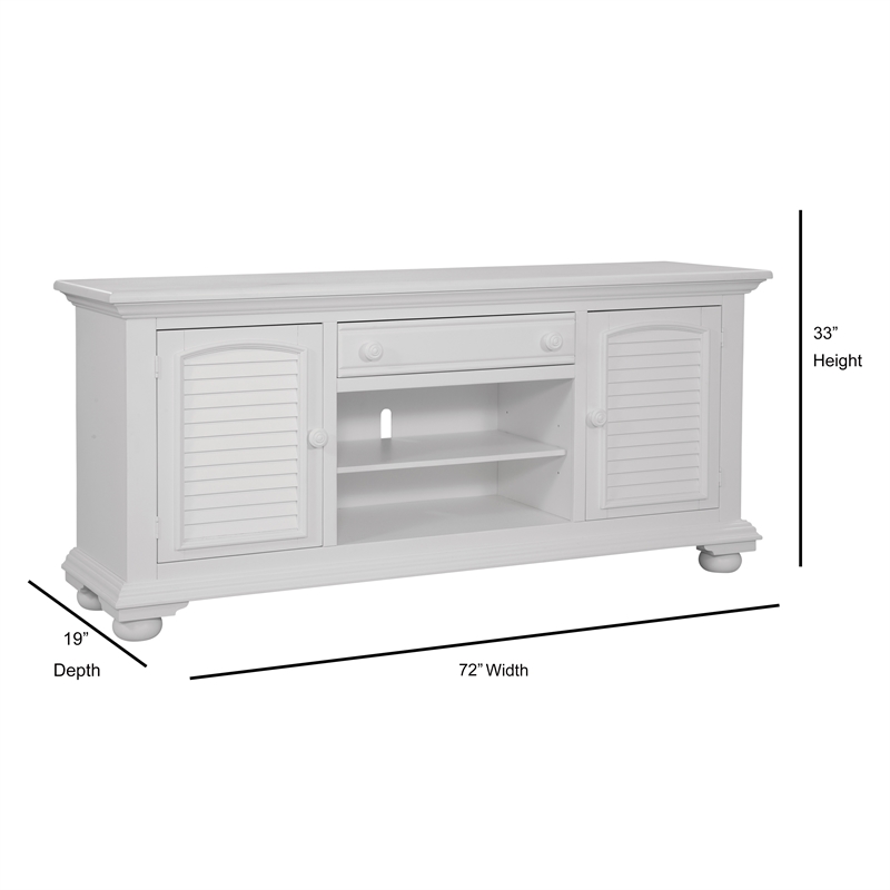 American Woodcrafters Cottage Traditions Eggshell White 72-inch Wood TV Console
