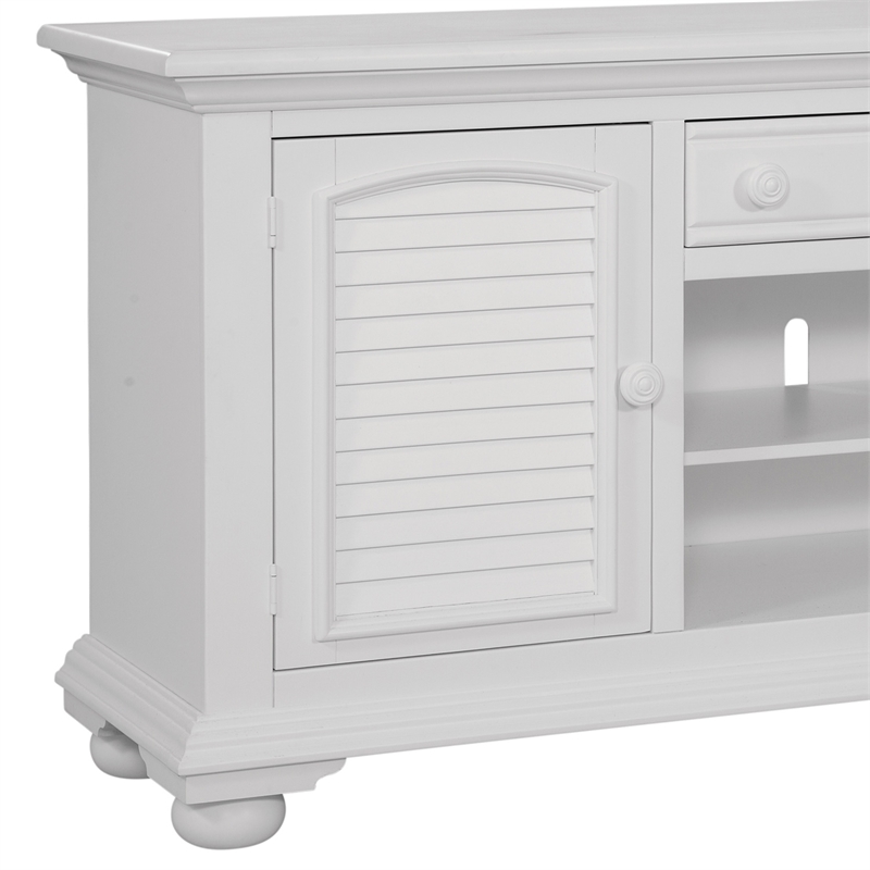 American Woodcrafters Cottage Traditions Eggshell White 72-inch Wood TV Console