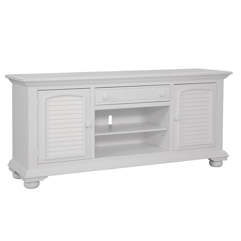 American Woodcrafters Cottage Traditions Eggshell White 72-inch Wood TV Console