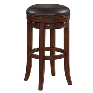 conrad backless cherry finished wood and leather counter stool