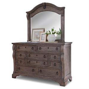 heirloom rustic brown charcoal 10-drawer dresser and mirror
