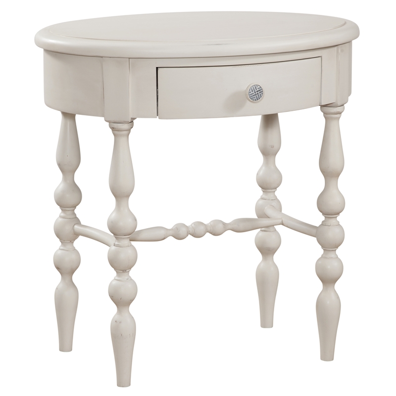 American Woodcrafters Rodanthe Dove White Wood Oval Accent Table