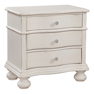 rodanthe dove white three-drawer wood nightstand