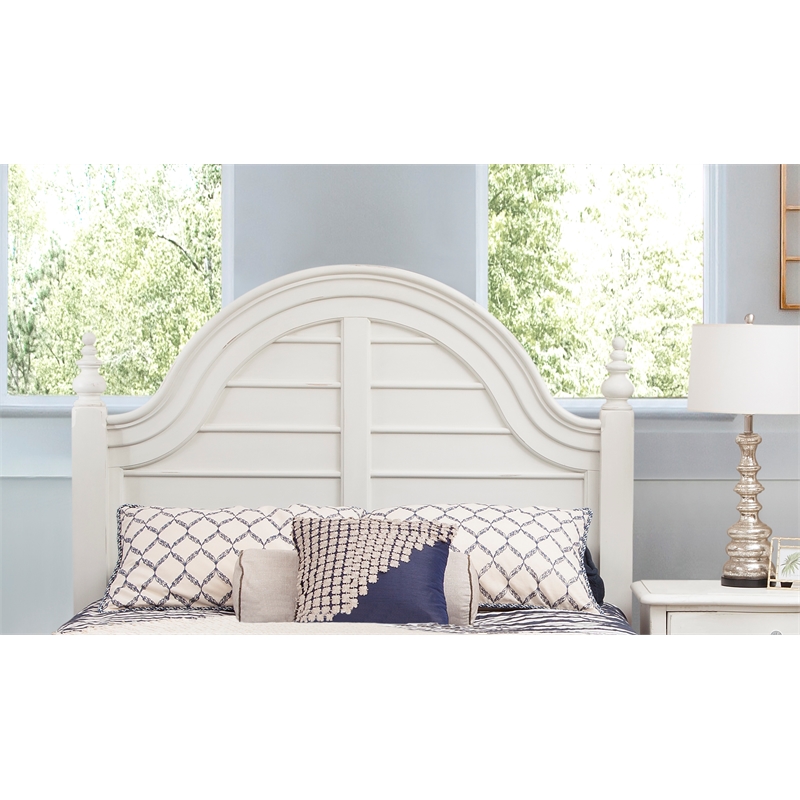 American Woodcrafters Rodanthe Dove White Queen Wood Panel Headboard