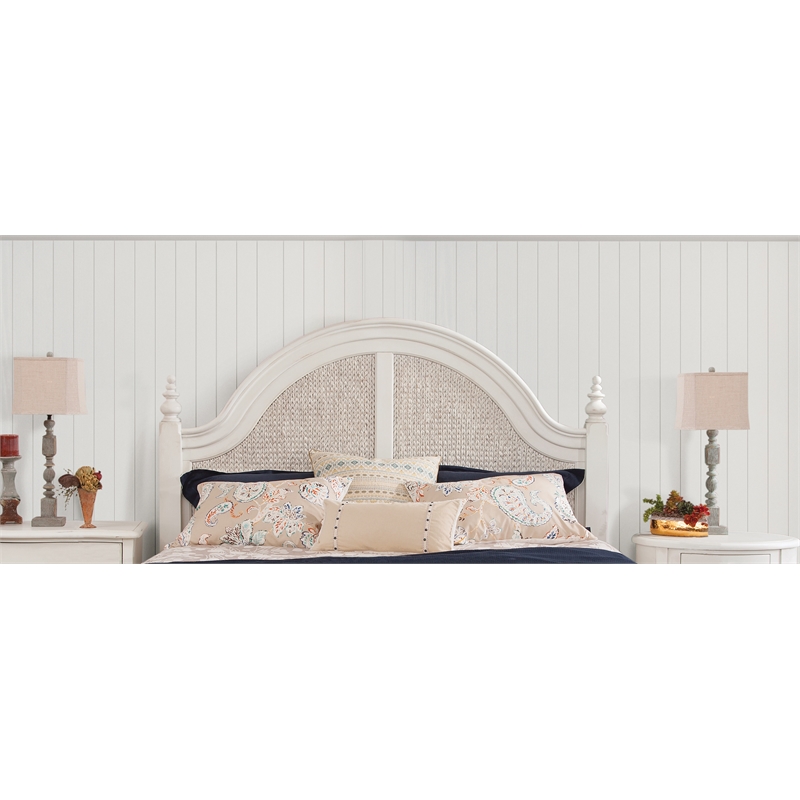 American Woodcrafters Rodanthe Dove White Queen Woven Wood Frame Headboard