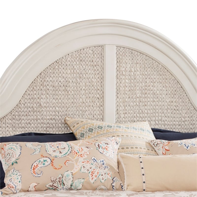 American Woodcrafters Rodanthe Dove White Queen Woven Wood Frame Headboard