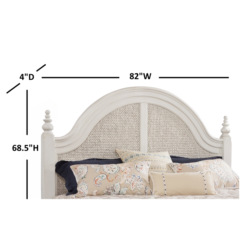 American Woodcrafters Rodanthe Dove White King Woven Wood Frame Headboard