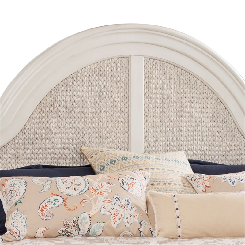 American Woodcrafters Rodanthe Dove White King Woven Wood Frame Headboard