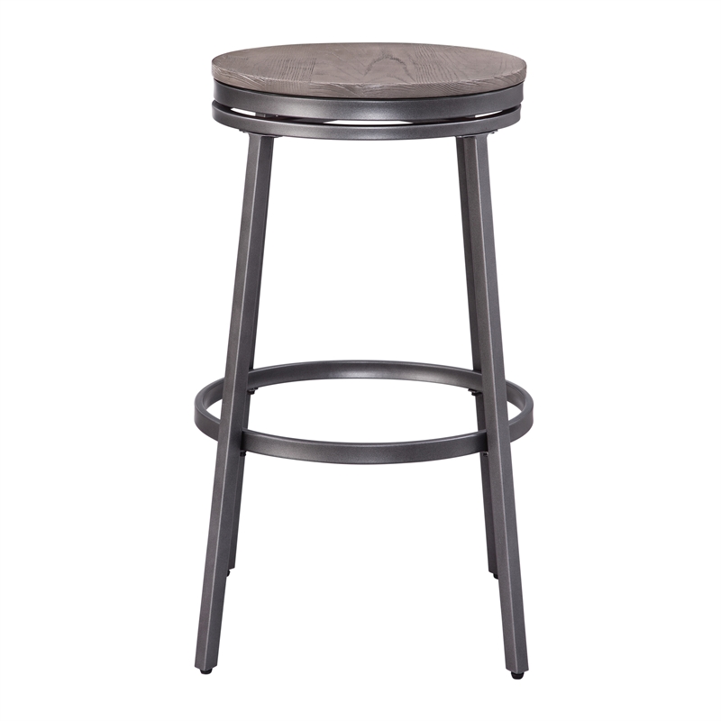 Chesson 3-Piece Gray Metal Pub Height Table Set with Backless Swivel Stools