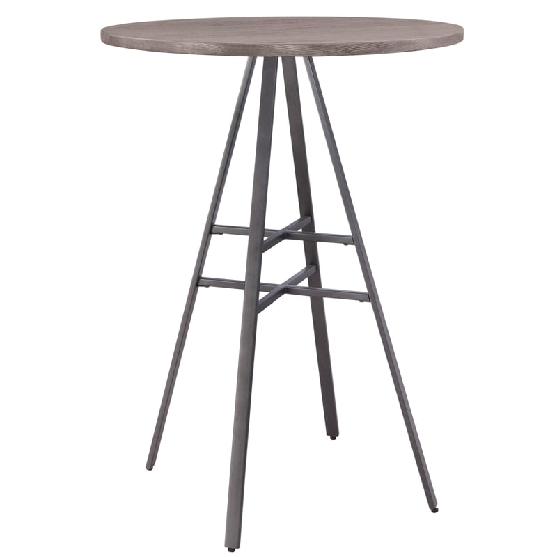 Chesson 3-Piece Gray Metal Pub Height Table Set with Backless Swivel Stools