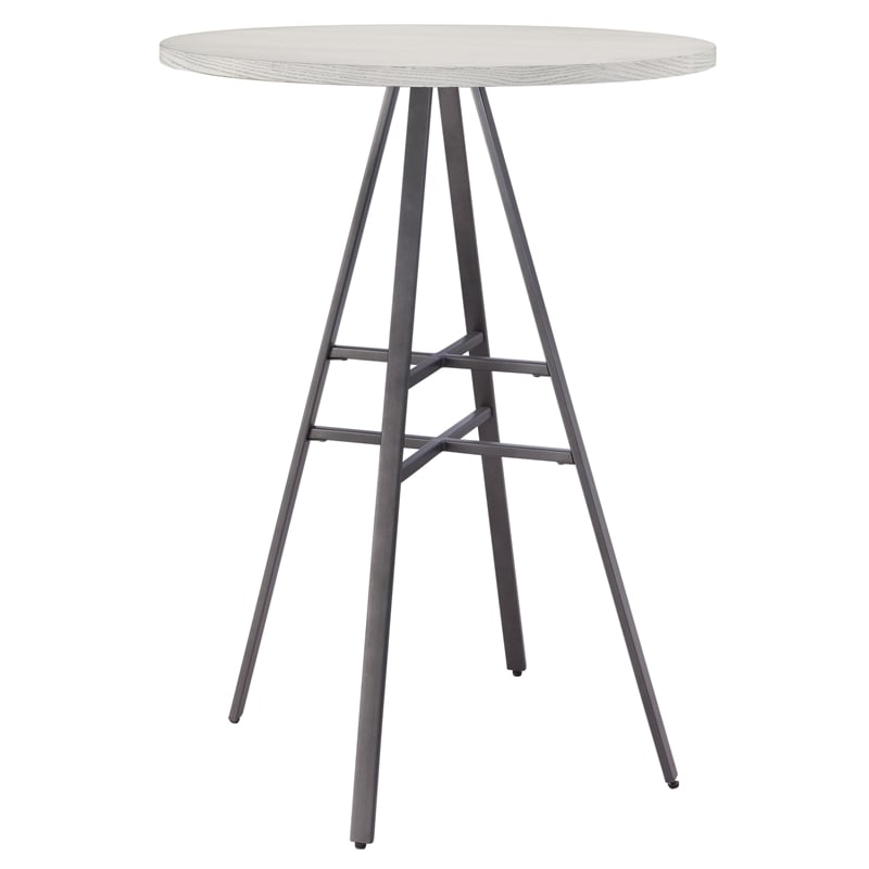 Jaidon 3-Piece Gray Metal Pub Height Table Set with Backless Swivel Stools
