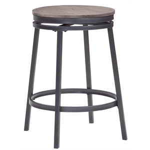 chesson gray metal and wood backless counter stool