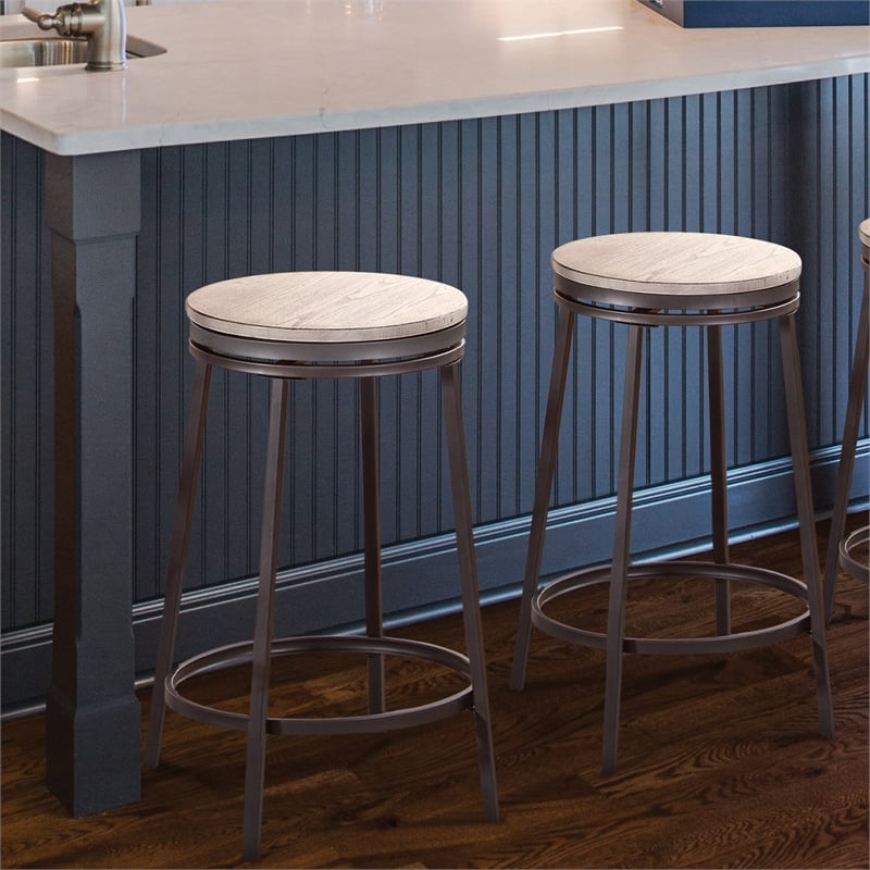 American Woodcrafters Stockton Backless Gray Metal 30
