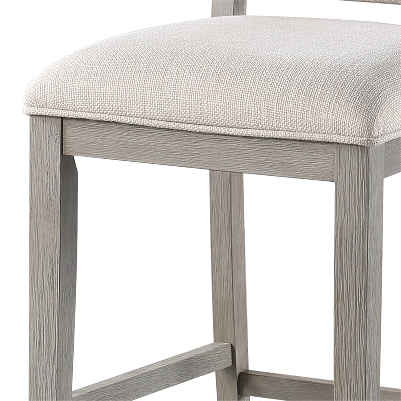 American Woodcrafters Ellesse Cream Polyster Fabric Solid Wood Counter Stool