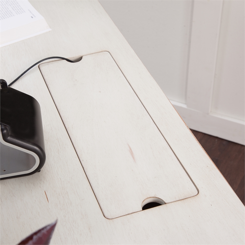 American Woodcrafters Sedona Antique White 60-inch Wood Storage Desk