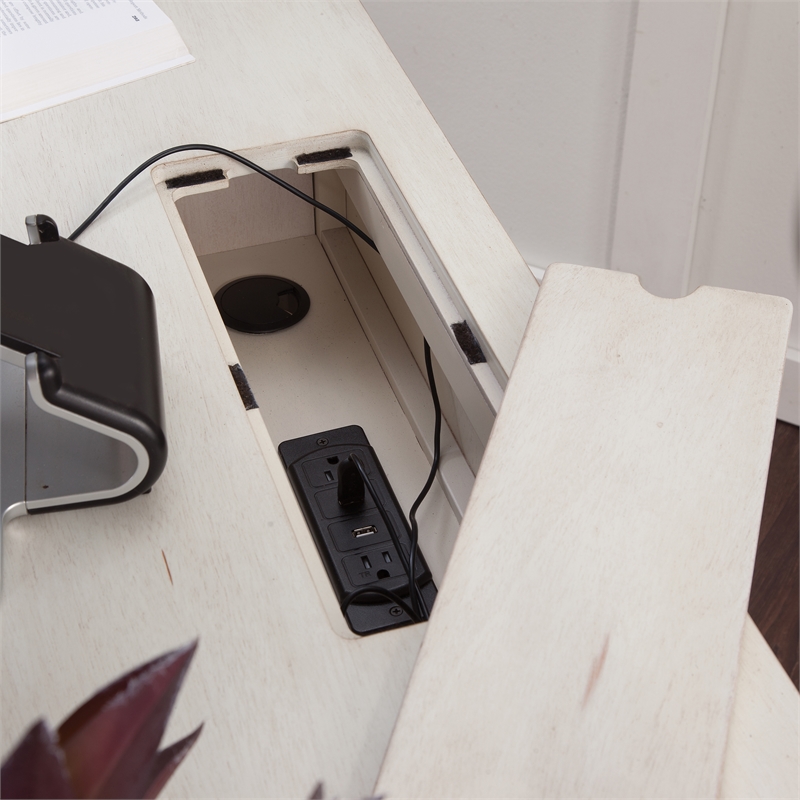 American Woodcrafters Sedona Antique White 60-inch Wood Storage Desk