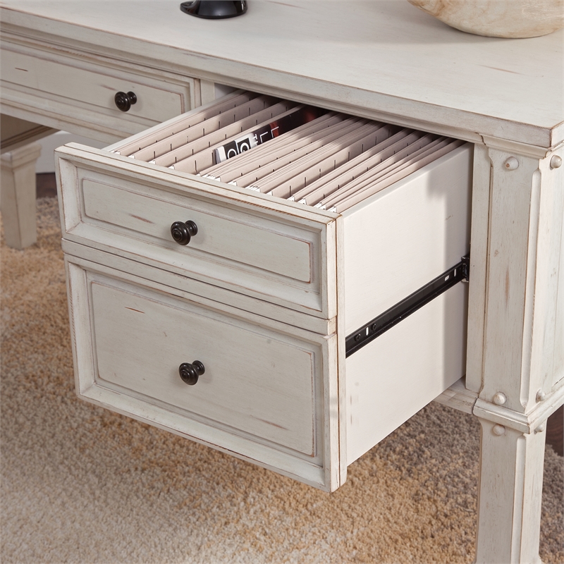 American Woodcrafters Sedona Antique White 60-inch Wood Storage Desk