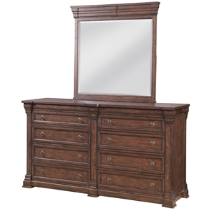 kestrel hills traditional tobacco brown wood 8-drawer dresser and mirror